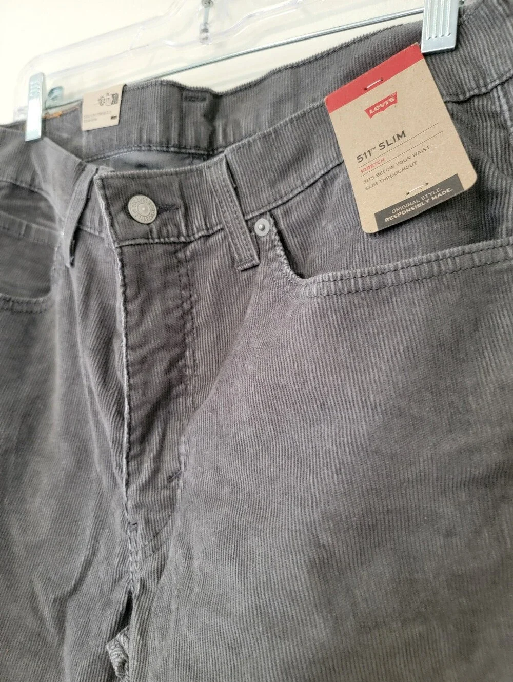 Levi's Men's Straight Gray 511 Slim corduroy Pants